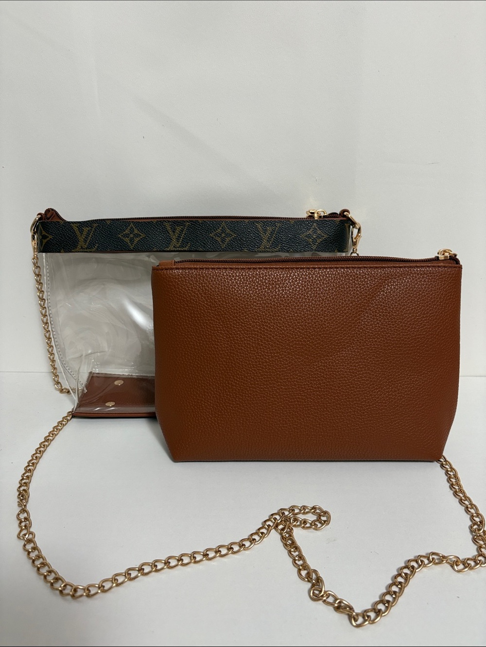 Upcycled authentic LV Clear Crossbody Bag